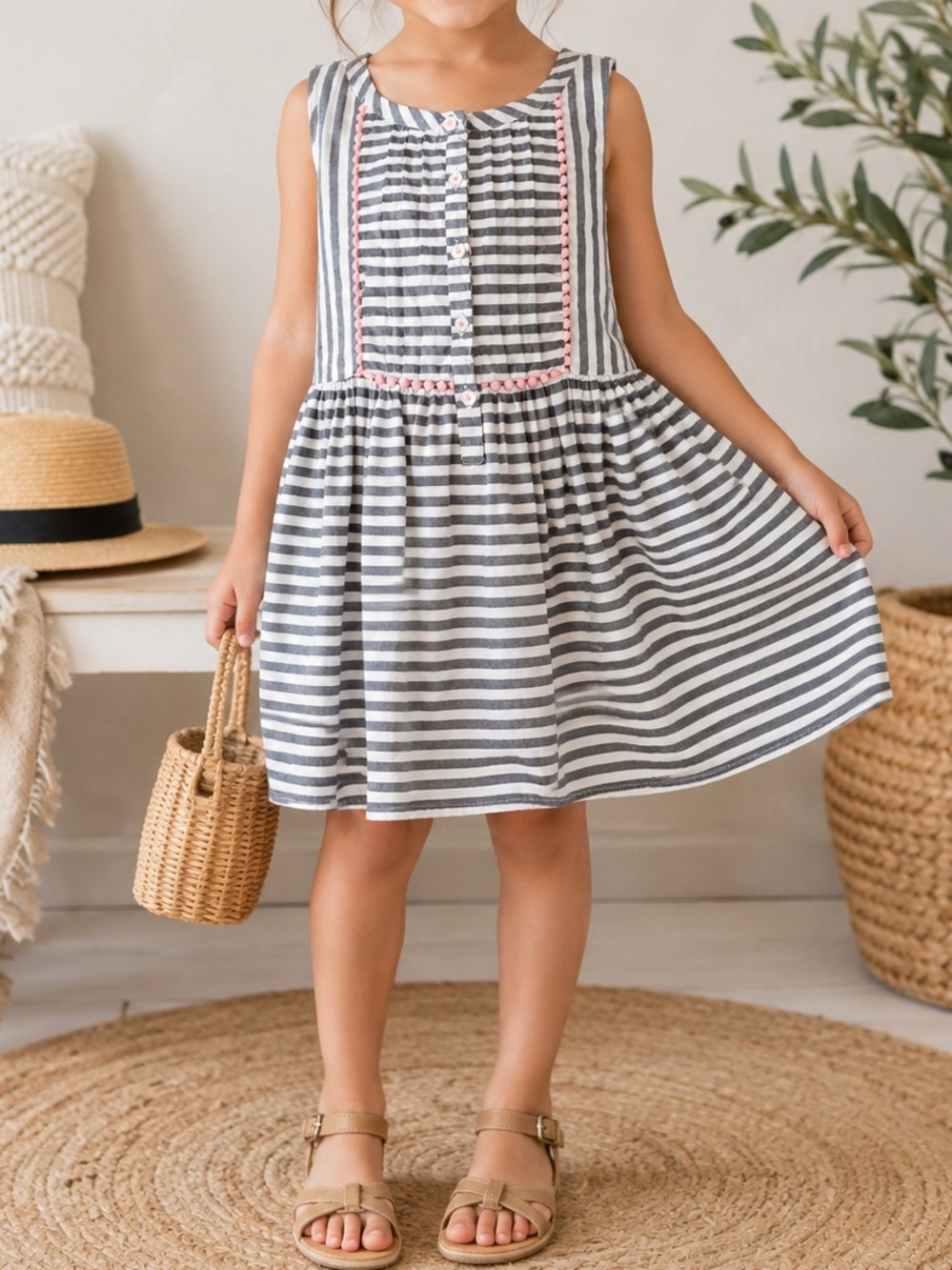 Gymboree Girls Size 4 100% Cotton Striped Dress 🎀